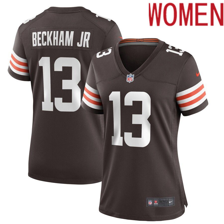 Women Cleveland Browns #13 Odell Beckham Jr. Nike Brown Game NFL Jersey->women nfl jersey->Women Jersey